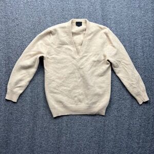 J.Crew Sweater Women Medium Beige 100% Italian Cashmere V-Neck Pullover Knit